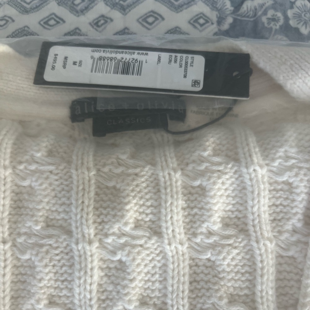 Alice + Olivia Bradford Cable Knit Grandpa Cardigan Ecru - Picture 3 of 12